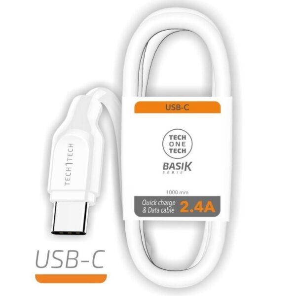 Cable USB Tipo-C Tech One Tech TEC2903/ USB Tipo-C Macho - USB Macho/ 1m/ Blanco 8436546593805 TEC2903 TOT-CAB TEC2903