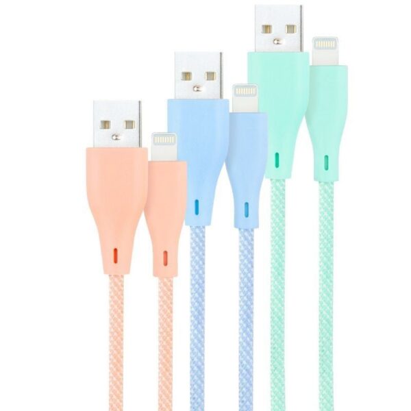Cables USB 2.0 Lightning Nanocable 10.10.0401-CO1/ USB Macho - Lightning Macho/ 1m/ 3 Unidades/ Rosa