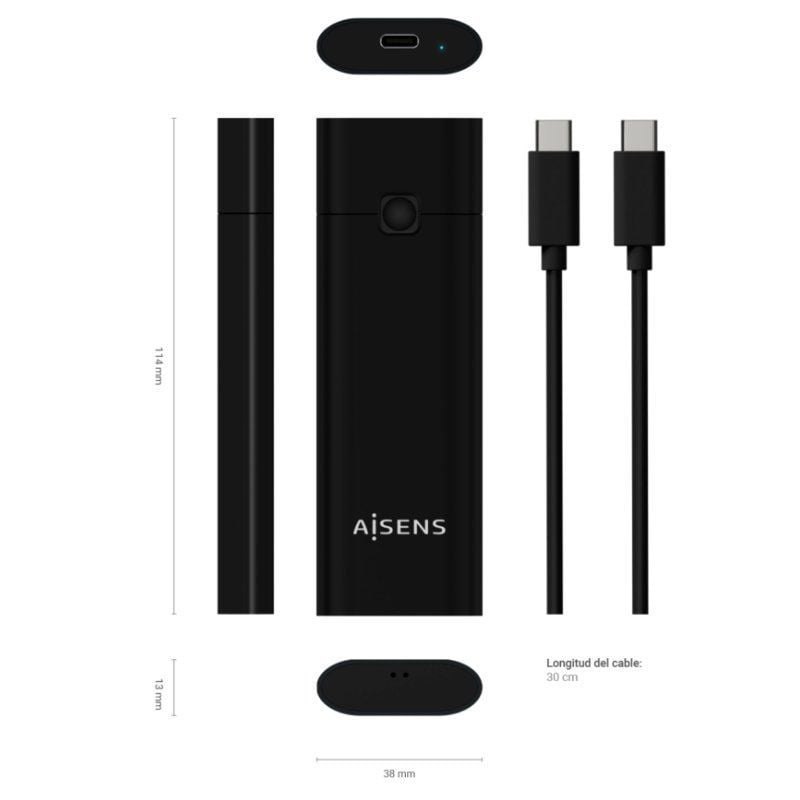 Caja Externa para Disco SSD M.2 NVMe Aisens ASM2-020B/ USB 3.2 Gen2/ Sin Tornillos - Imagen 3