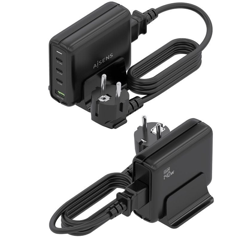 Cargador Sobremesa GaN Aisens ASCH-140W4P056-BK/ 3xUSB Tipo-C/ 1xUSB/ 140W - Imagen 3