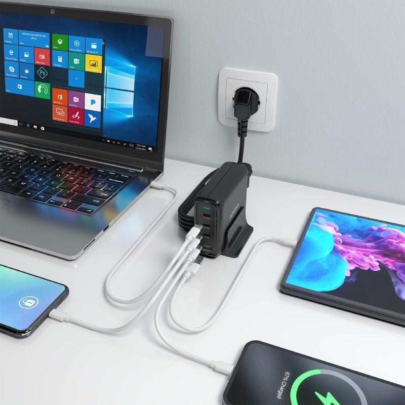 Cargador Sobremesa GaN Aisens ASCH-140W4P056-BK/ 3xUSB Tipo-C/ 1xUSB/ 140W - Imagen 5