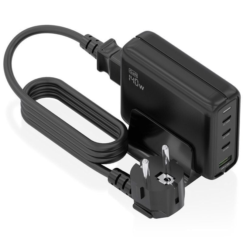 Cargador Sobremesa GaN Aisens ASCH-140W4P056-BK/ 3xUSB Tipo-C/ 1xUSB/ 140W 8435739903223 ASCH-140W4P056-BK AIS-CARGA ASCH-140W4P056-BK