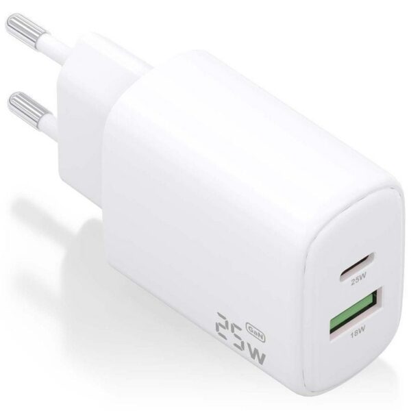 Cargador de Pared GaN Aisens A110-0911/ 1xUSB Tipo-C/ 1xUSB/ 25W/ Blanco 8435739902394 A110-0911 AIS-CARGA A110-0911