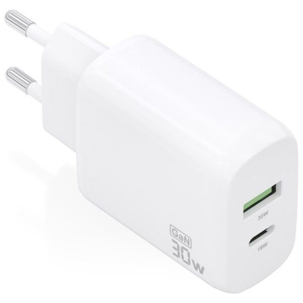 Cargador de Pared GaN Aisens A110-0923/ 1xUSB Tipo-C/ 1xUSB/ 30W/ Blanco 8435739902677 A110-0923 AIS-CARGA A110-0923