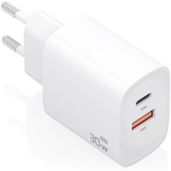 Cargador de Pared GaN Aisens A110-0952/ 1xUSB Tipo-C/ 1xUSB/ 30W/ Blanco 8435739903421 A110-0952 AIS-CARGA A110-0952