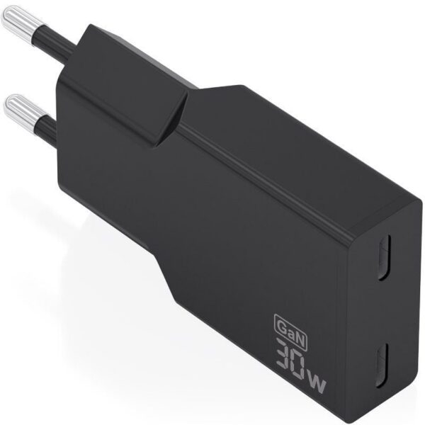 Cargador de Pared GaN Aisens A110-1006/ 2xUSB Tipo-C/ 30W/ Negro 8435739904732 A110-1006 AIS-CARGA A110-1006