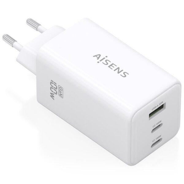 Cargador de Pared GaN Aisens ASCH-100W3P051-W/ 2xUSB Tipo-C/ 1xUSB/ 100W 8435739903179 ASCH-100W3P051-W AIS-CARGA ASCH-100W3P051-W