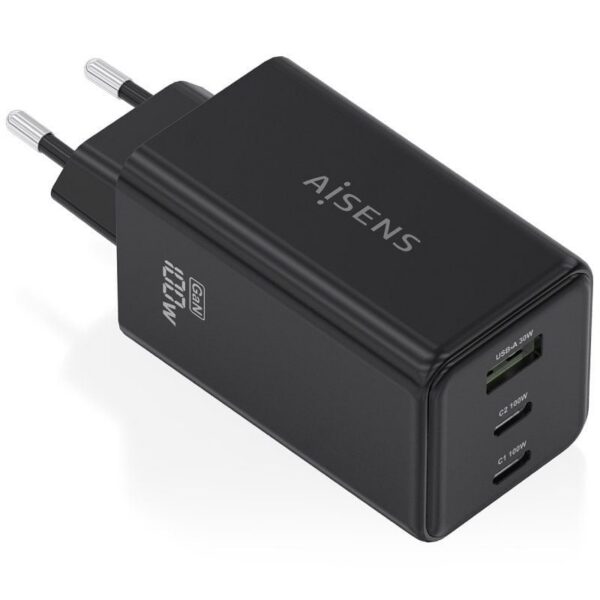 Cargador de Pared GaN Aisens ASCH-100W3P052-BK/ 2xUSB Tipo-C/ 1xUSB/ 100W 8435739903186 ASCH-100W3P052-BK AIS-CARGA ASCH-100W3P052-BK