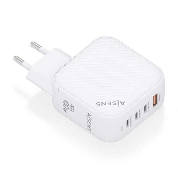 Cargador de Pared GaN Aisens ASCH-100W4P028-W/ 3xUSB Tipo-C/ 1x USB/ 100W 8435739900925 ASCH-100W4P028-W AIS-CARGA ASCH-100W4P028-W