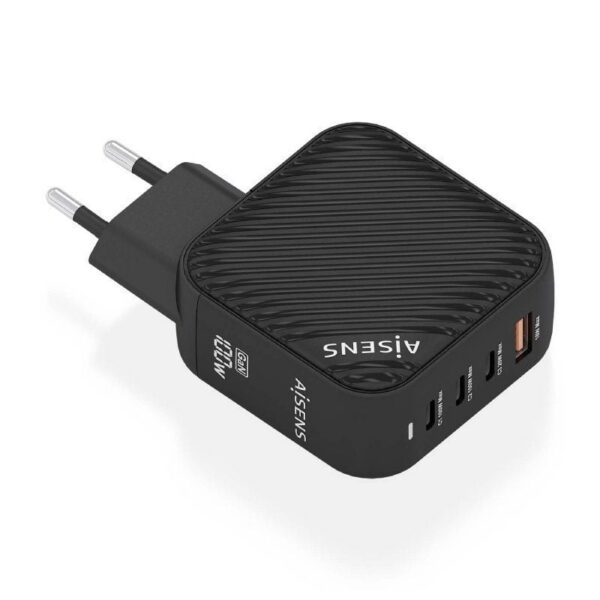 Cargador de Pared GaN Aisens ASCH-100W4P029-BK/ 3xUSB Tipo-C/ 1x USB/ 100W 8435739900932 ASCH-100W4P029-BK AIS-CARGA ASCH-100W4P029-BK
