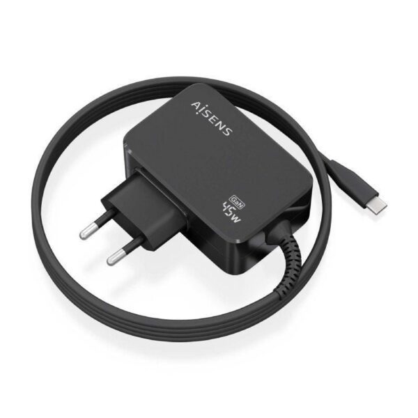 Cargador de Pared GaN Aisens ASCH-1PD45WL032-BK/ 1xUSB Tipo-C + Cable 1.8m/ 45W 8436574709933 ASCH-1PD45WL032-BK AIS-CARGA ASCH-1PD45WL032-BK