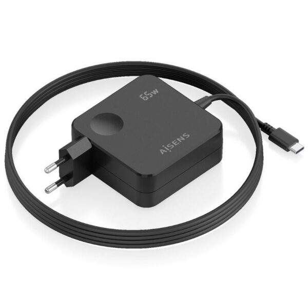 Cargador de Pared Aisens ASCH-1PD65WL80-BK/ 1xUSB Tipo-C/ 65W/ Negro 8435739904633 ASCH-1PD65WL80-BK AIS-CARGA ASCH-1PD65WL80-BK