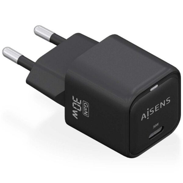 Cargador de Pared GaN Aisens ASCH-30W1P019-BK/ 1xUSB Tipo-C/ 30W 8435739900833 ASCH-30W1P019-BK AIS-CARGA ASCH-30W1P019-BK