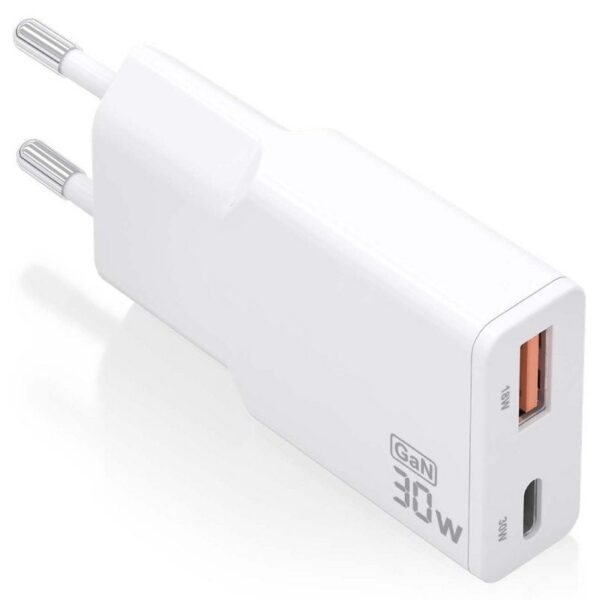 Cargador de Pared GaN Aisens ASCH-30W2P046-W/ 1xUSB Tipo-C/ 1xUSB/ 30W/ Blanco 8435739902530 ASCH-30W2P046-W AIS-CARGA ASCH-30W2P046-W