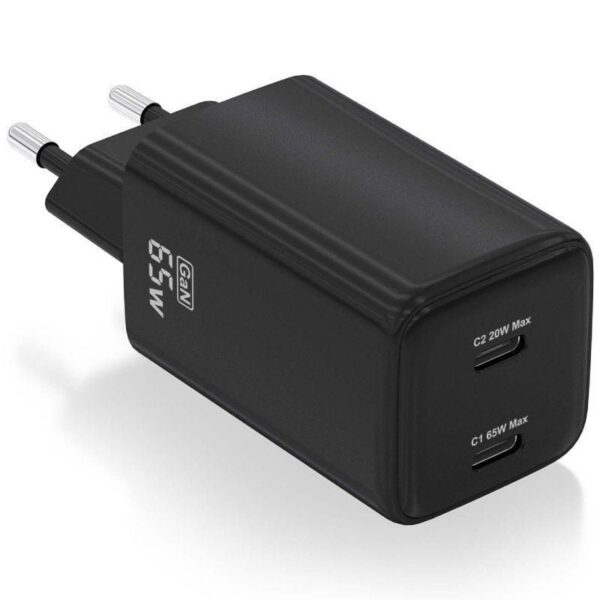 Cargador de Pared GaN Aisens ASCH-65W2P040-BK/ 2xUSB Tipo-C/ 65W 8435739901342 ASCH-65W2P040-BK AIS-CARGA ASCH-65W2P040-BK