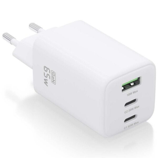 Cargador de Pared GaN Aisens ASCH-65W3P041-W/ 2xUSB Tipo-C/ 1xUSB/ 65W 8435739901311 ASCH-65W3P041-W AIS-CARGA ASCH-65W3P041-W