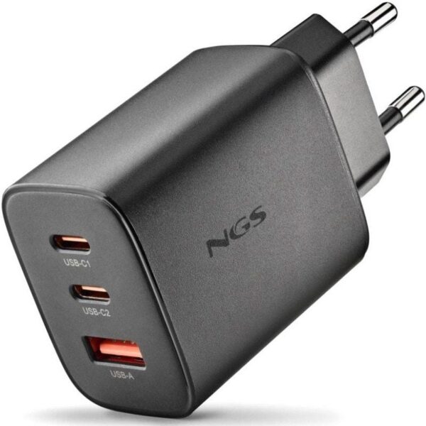 Cargador de Pared GaN NGS Era 65W/ 2xUSB Tipo-C/ 1xUSB/ 65W 8435430626230 ERA65WBLACK NGS-CARGA ERA 65W BK