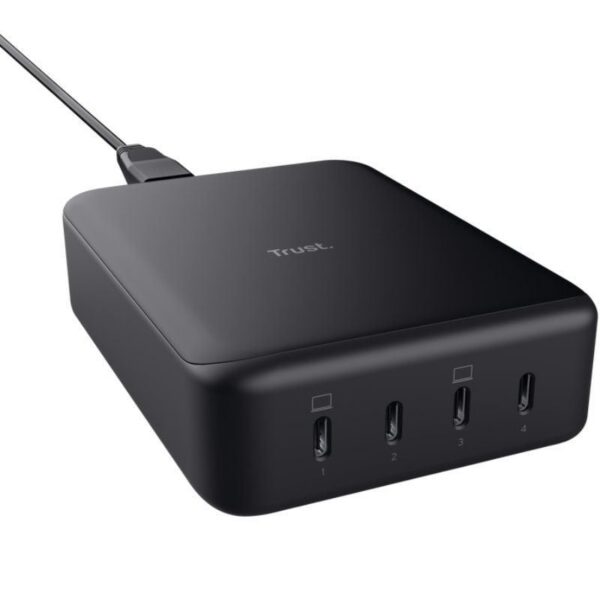 Cargador de Pared GaN Trust Maxo/ 4xUSB Tipo-C/ 240W/ Automático/ Voltaje 5-20V 8713439254136 25413 TRU-CARGA MAXO 240W 4 USB C