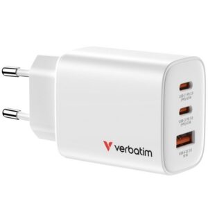 Cargador de Pared GaN Verbatim Essentials/ 2xUSB Tipo-C/ 1xUSB/ 65W 023942323532 32353 VERB-CARGA 32353