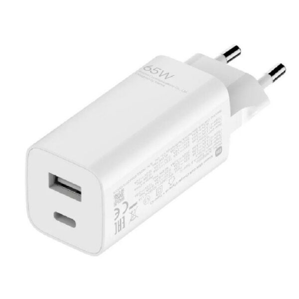 Cargador de Pared GaN Xiaomi Mi 65W Fast Charger 1xUSB Tipo-C/ 1xUSB A/ 65W 6934177757884 BHR5515GL XIA-CAR GAN TECH USBC-A 65W
