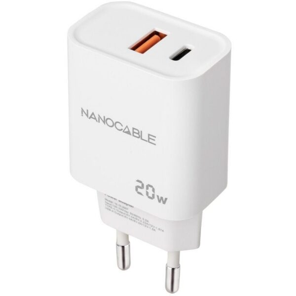 Cargador de Pared Nanocable 10.10.2007/ 1xUSB/ 1xUSB Tipo-C/ 20W/ Blanco 8433281015159 10.10.2007 NAN-CARGA 10 10 2007