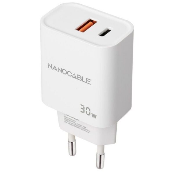 Cargador de Pared Nanocable 10.10.2011/ 1xUSB/ 1xUSB Tipo-C/ 30W/ Blanco 8433281015197 10.10.2011 NAN-CARGA 10 10 2011