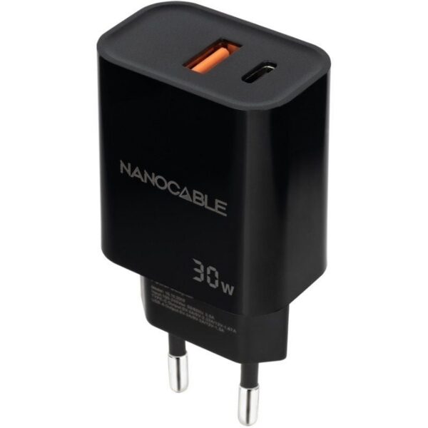 Cargador de Pared Nanocable 10.10.2012/ 1xUSB/ 1xUSB Tipo-C/ 30W/ Negro 8433281015203 10.10.2012 NAN-CARGA 10 10 2012