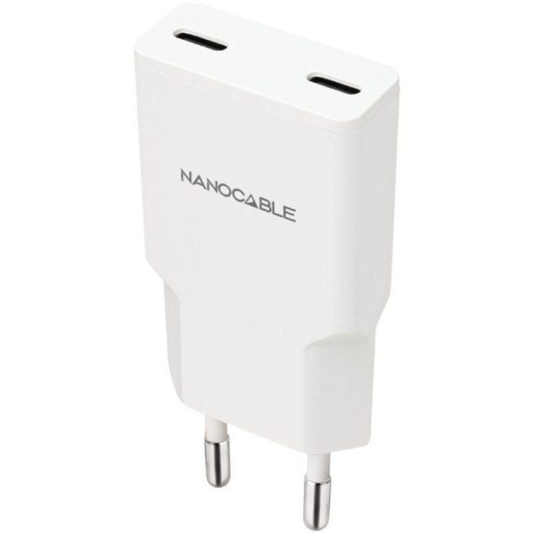Cargador de Pared Nanocable 10.10.2023/ 2xUSB Tipo-C/ 20W/ Blanco 8433281016545 10.10.2023 NAN-CARGA 10 10 2023