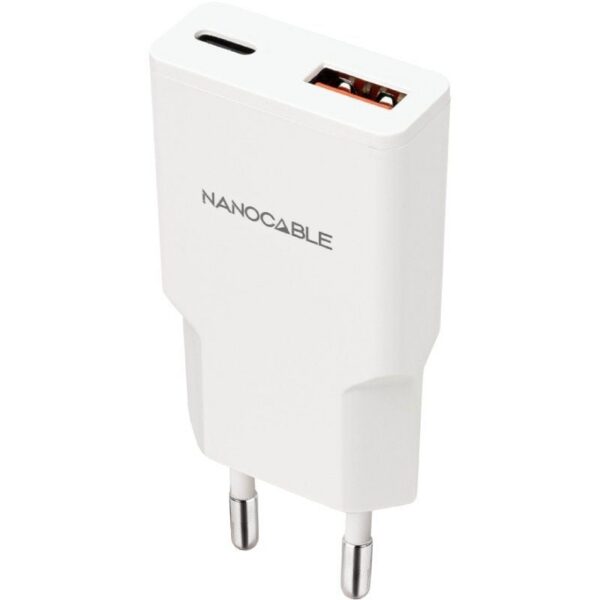 Cargador de Pared Nanocable 10.10.2025/ 1xUSB Tipo-C/ 1xUSB/ 25W/ Blanco 8433281016569 10.10.2025 NAN-CARGA 10 10 2025