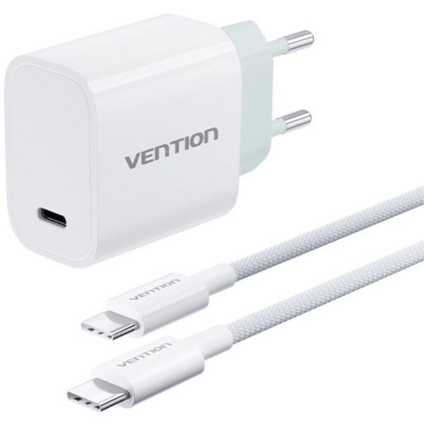 Cargador de Pared Vention G13W0-EU/ 1xUSB Tipo-C + Cable USB Tipo-C/ 1xUSB/ 30W 6922794787797 G13W0-EU VEN-CARGA G13W0-EU