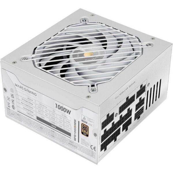 Fuente de Alimentación Mars Gaming MPB1000SIM/ 1000W/ Ventilador 14cm/ 80 Plus Gold/ Blanca 8435693110149 MPB1000SIMW TAC-FUENTE MPB1000SIM WH