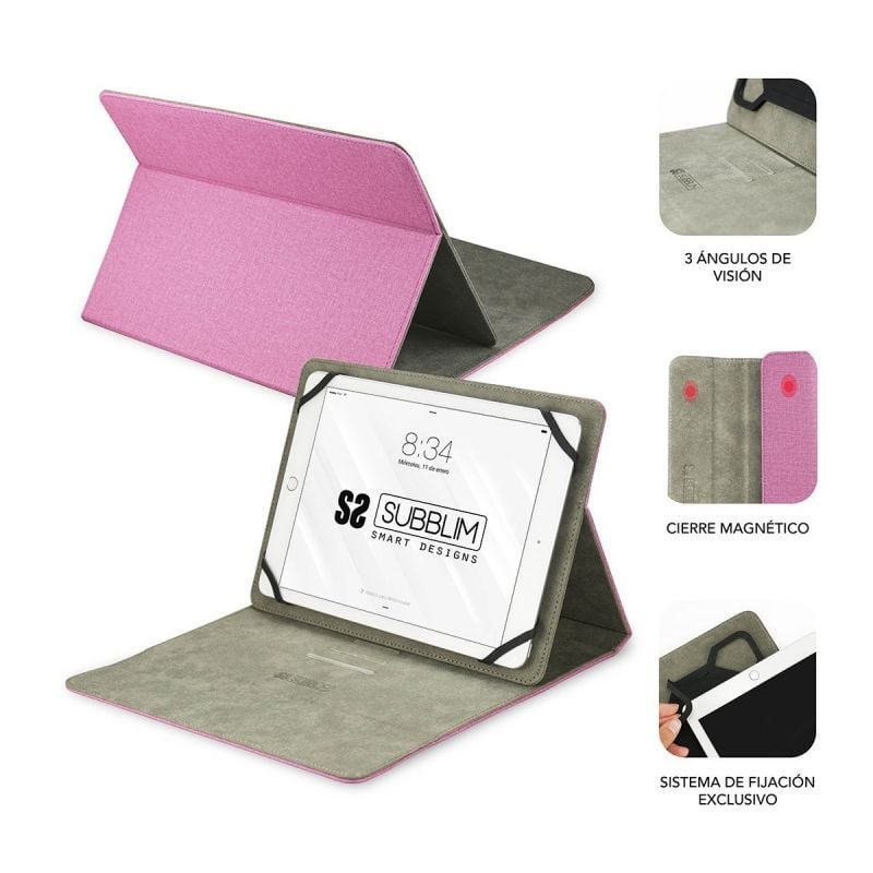 Funda Subblim Clever Stand para Tablets de 9.6"-11"/ Rosa - Imagen 2