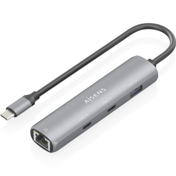 Hub USB Tipo-C Aisens ASUC-4P040-GR/ 2xUSB Tipo-C/ 1xUSB/ 1xRJ45/ Gris 8435739904022 ASUC-4P040-GR AIS-HUB ASUC-4P040-GR