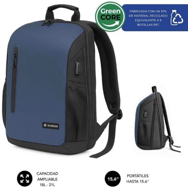 Mochila Subblim Xpand Air Padding Backpack para Portátiles hasta 15.6"/ 21L/ Puerto USB/ Azul 8436586743703 SUBBP-5NXAP02 SUB-MOCHI BP-5NXAP02