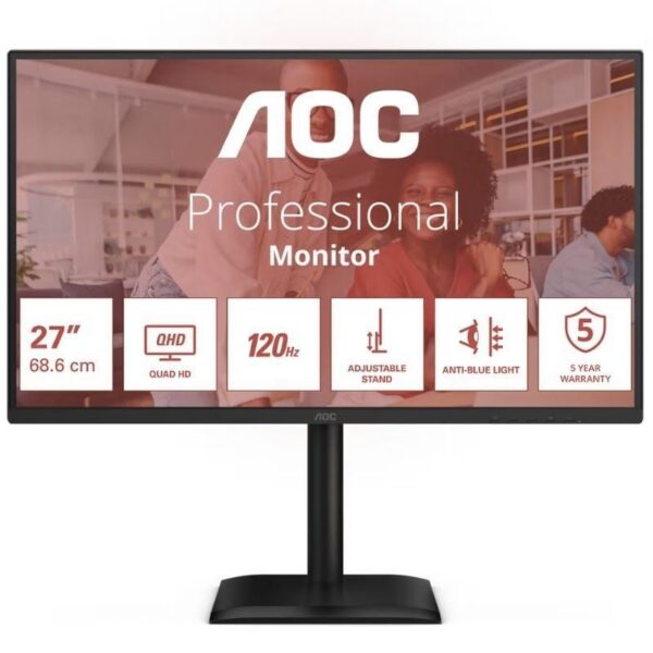 Monitor Profesional AOC Q27E4CV 27"/ QHD/ Multimedia/ Regulable en altura/ Negro 4038986182829 Q27E4CV AOC-M Q27E4CV