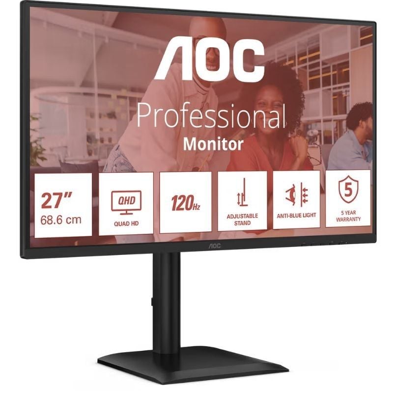 Monitor Profesional AOC Q27E4U 27"/ QHD/ Multimedia/ Regulable en altura/ Negro - Imagen 2