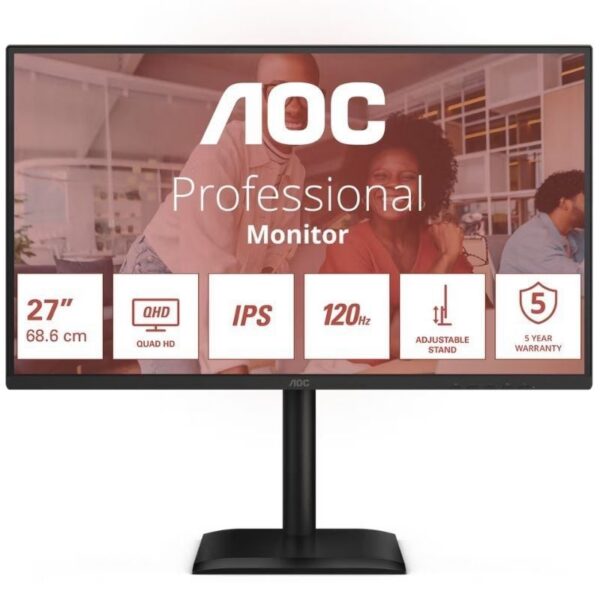 Monitor Profesional AOC Q27E4U 27"/ QHD/ Multimedia/ Regulable en altura/ Negro 4038986182812 Q27E4U AOC-M Q27E4U
