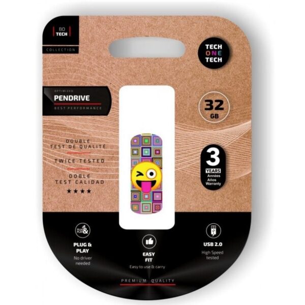 Pendrive 32GB Tech One Tech Emoji guiño USB 2.0 8436546593294 TEC4402-32 TOT-EMOJI GUINO 32GB