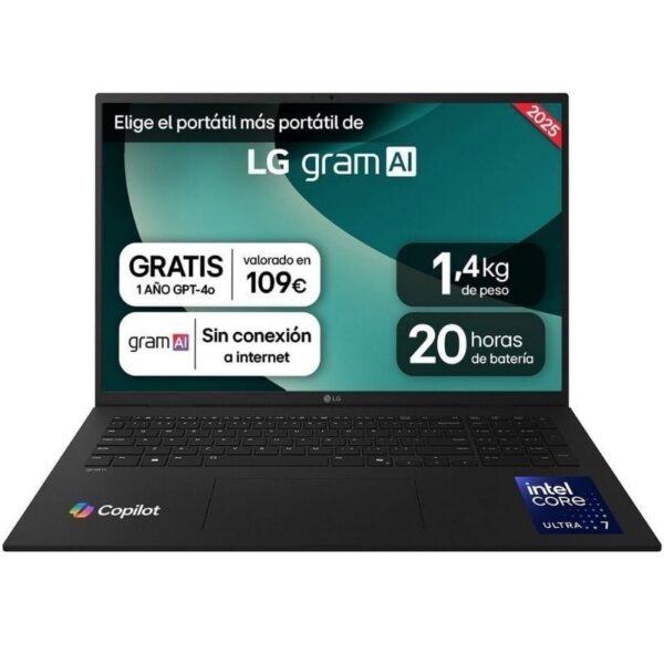 Portátil LG Gram 17ZD90T-G.AX88B Intel Core Ultra 7-255H 32GB/ 1TB SSD/ 17"/ Sin Sistema Operativo 8806096666715 17ZD90T-G.AX88B LGP-17ZD90T-G AX88B