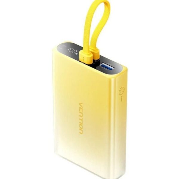 Powerbank 10000mAh Vention FHZY0/ 22.5W/ Amarillo/ Incluye Cable USB Tipo-C y Lightning 6922794789845 FHZY0 VEN-BAT FHZY0