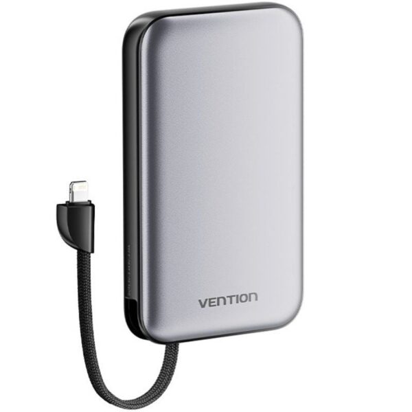Powerbank 10000mAh Vention I12IA/ 20W/ Negra/ Incluye Cable USB Tipo-C y Lightning 6922794785212 I12IA VEN-BAT I12IA
