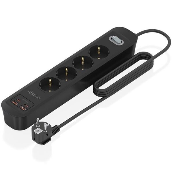 Regleta con Interruptor Aisens ASPS-2A2C13-BK/ 4 Tomas de Corriente/ 2 USB - 2 USB Tipo-C/ Cable 1.4m/ Negro 8435739904459 ASPS-2A2C13-BK AIS-REGLETA ASPS-2A2C13-BK
