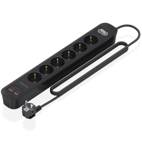 Regleta con Interruptor Aisens ASPS-2A2C17-BK/ 6 Tomas de Corriente/ 2 USB - 2 USB Tipo-C/ Cable 1.4m/ Negro 8435739904497 ASPS-2A2C17-BK AIS-REGLETA ASPS-2A2C17-BK