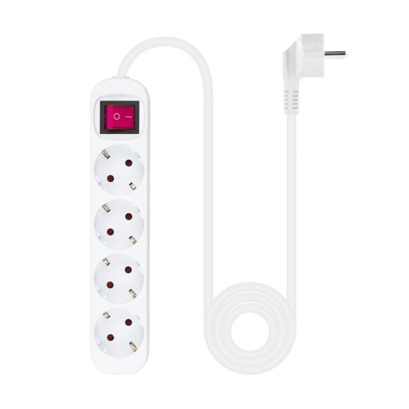 Regleta con Interruptor Nanocable 10.37.0004/ 4 Tomas de Corriente/ Cable 1.4m/ Blanca - Imagen 2