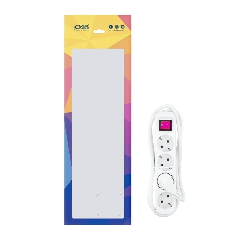 Regleta con Interruptor Nanocable 10.37.0004/ 4 Tomas de Corriente/ Cable 1.4m/ Blanca - Imagen 4