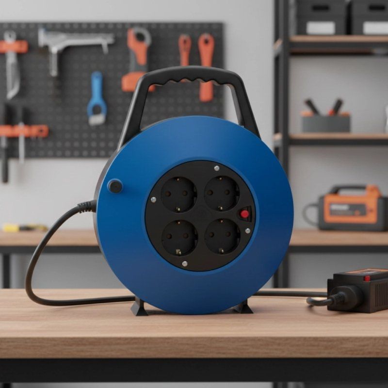 Regleta enrollable Phasak BN 3411/ 4 Tomas de Corriente/ Cable 10m/ Azul - Imagen 3