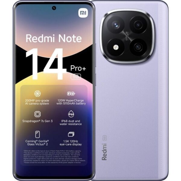 Smartphone Xiaomi Redmi Note 14 Pro+ 12GB/ 256GB/ 6.67"/ 5G/ Púrpura 6932554401801 MZB0IIPEU XIA-SP NOTE14PP 5G 12-256PUR