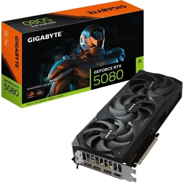 Tarjeta Gráfica Gigabyte GeForce RTX 5080 WindForce OC SFF/ 16GB GDDR7 4719331355845 9VN5080WO-00-G10 GIG-GF RTX5080 WF OC SFF 16G