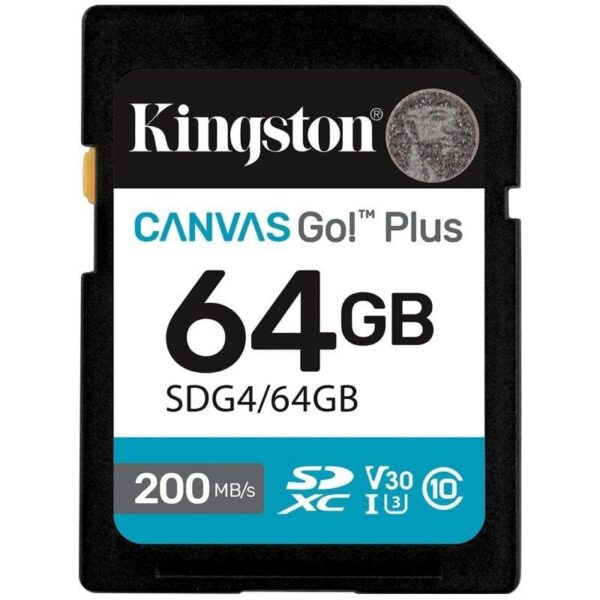Tarjeta de Memoria Kingston CANVAS Go! Plus 64GB SD XC/ Clase 10/ 200MBs 740617347678 SDG4/64GB KIN-SD SDG4 64GB