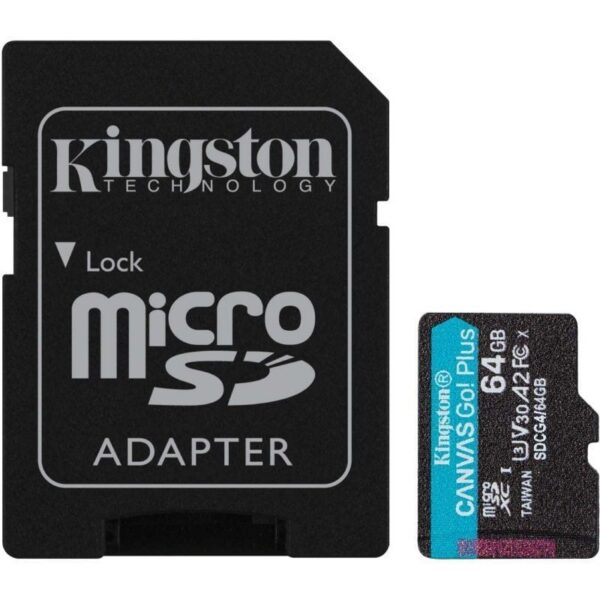 Tarjeta de Memoria Kingston CANVAS Go! Plus 64GB microSD XC con Adaptador/ Clase 10/ 200MBs 740617347890 SDCG4/64GB KIN-MICROSD SDCG4 64GB